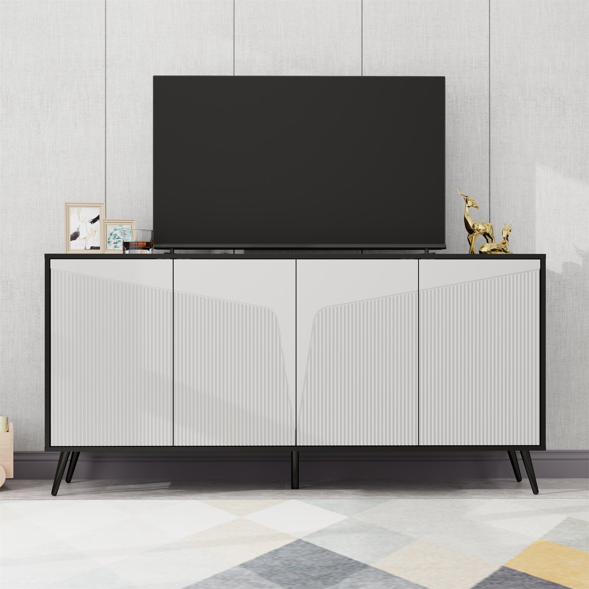 Black four-door side cabinet(ONLY PICK UP)