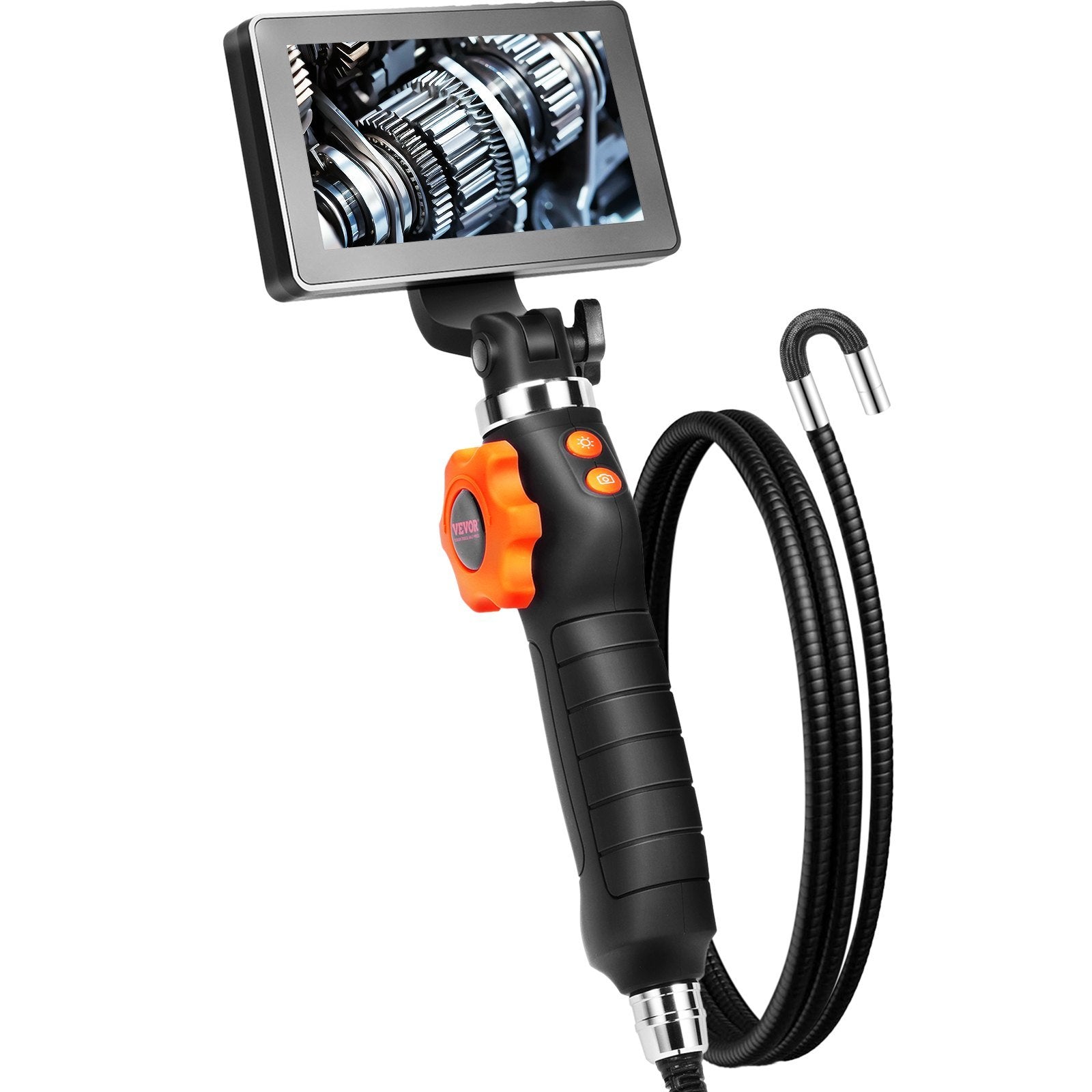 VEVOR Articulating Borescope Camera with Light, Two-Way Articulated Endoscope Inspection Camera with 6.4mm Tiny Lens, 5" IPS 1080P HD Screen, 8X Zoom,