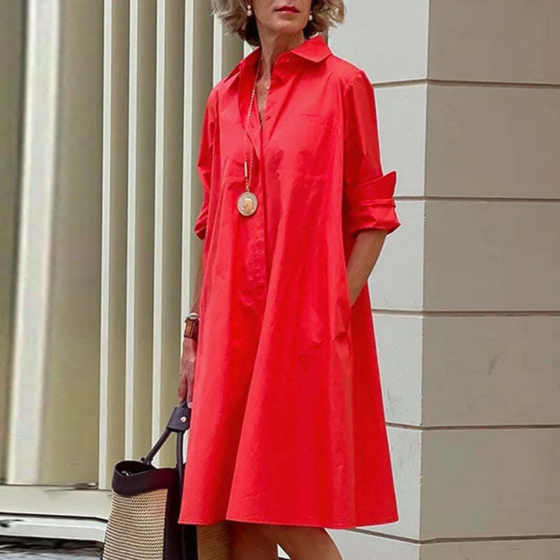 2023 Shirt Dress Women Bohemian Long Sleeve Printed Dress Sexy Boho Style Pocket V Neck Loose Dresses For Women