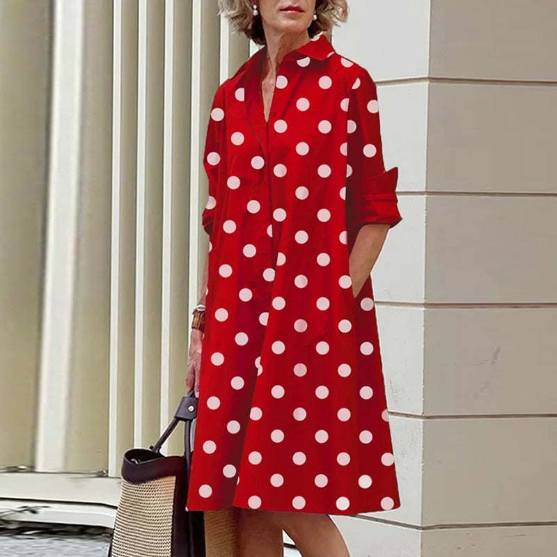 2023 Shirt Dress Women Bohemian Long Sleeve Printed Dress Sexy Boho Style Pocket V Neck Loose Dresses For Women