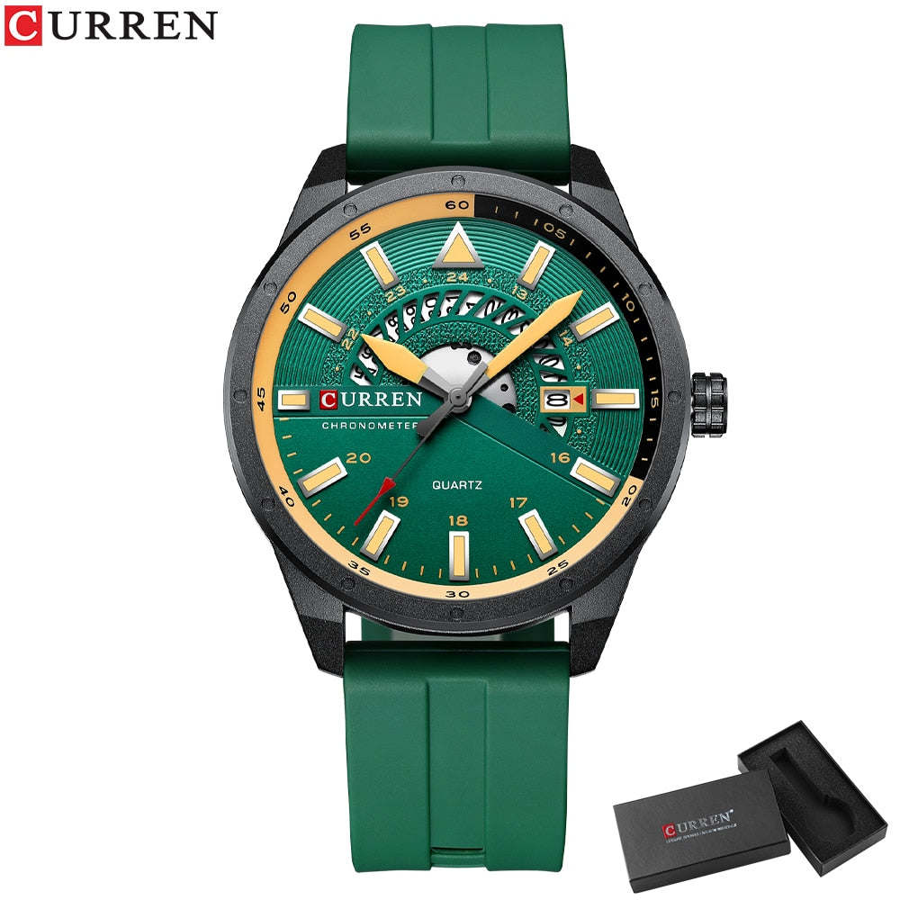CURREN Fashion Men Watch Top Brand Luxury Waterproof Sport Men's Watches Silicone Automatic Date Military Wristwatch