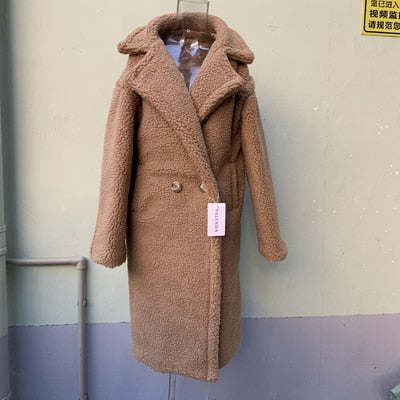 Long coat faux fur coat women lamb fur coat thick coat oversized outwears