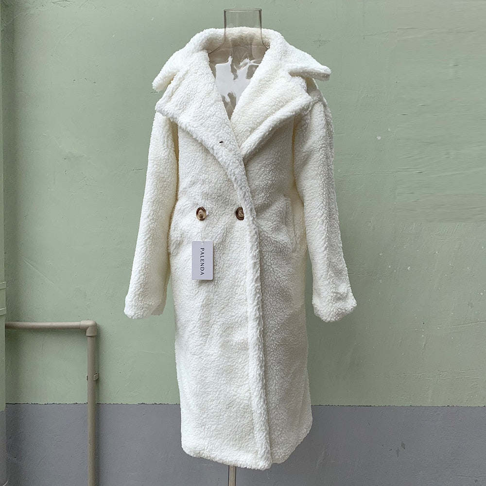 Long coat faux fur coat women lamb fur coat thick coat oversized outwears