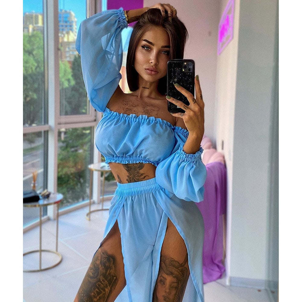 Women's Two Piece Bikini Cover-Up Beach Vacation Outfit 2023