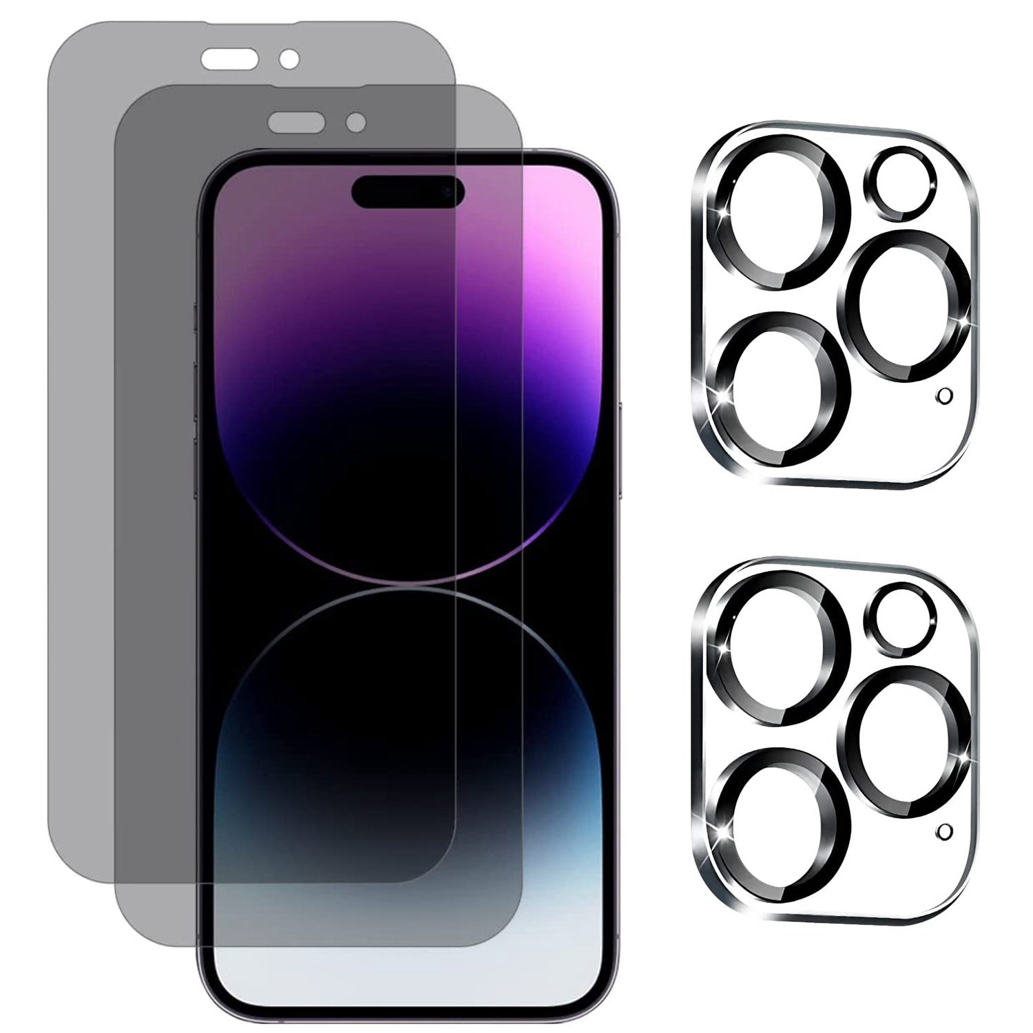 2Pcs Privacy Screen Protectors And 2Pcs Camera Lens Tempered Glass Screen Film Full Coverage Screen Protector