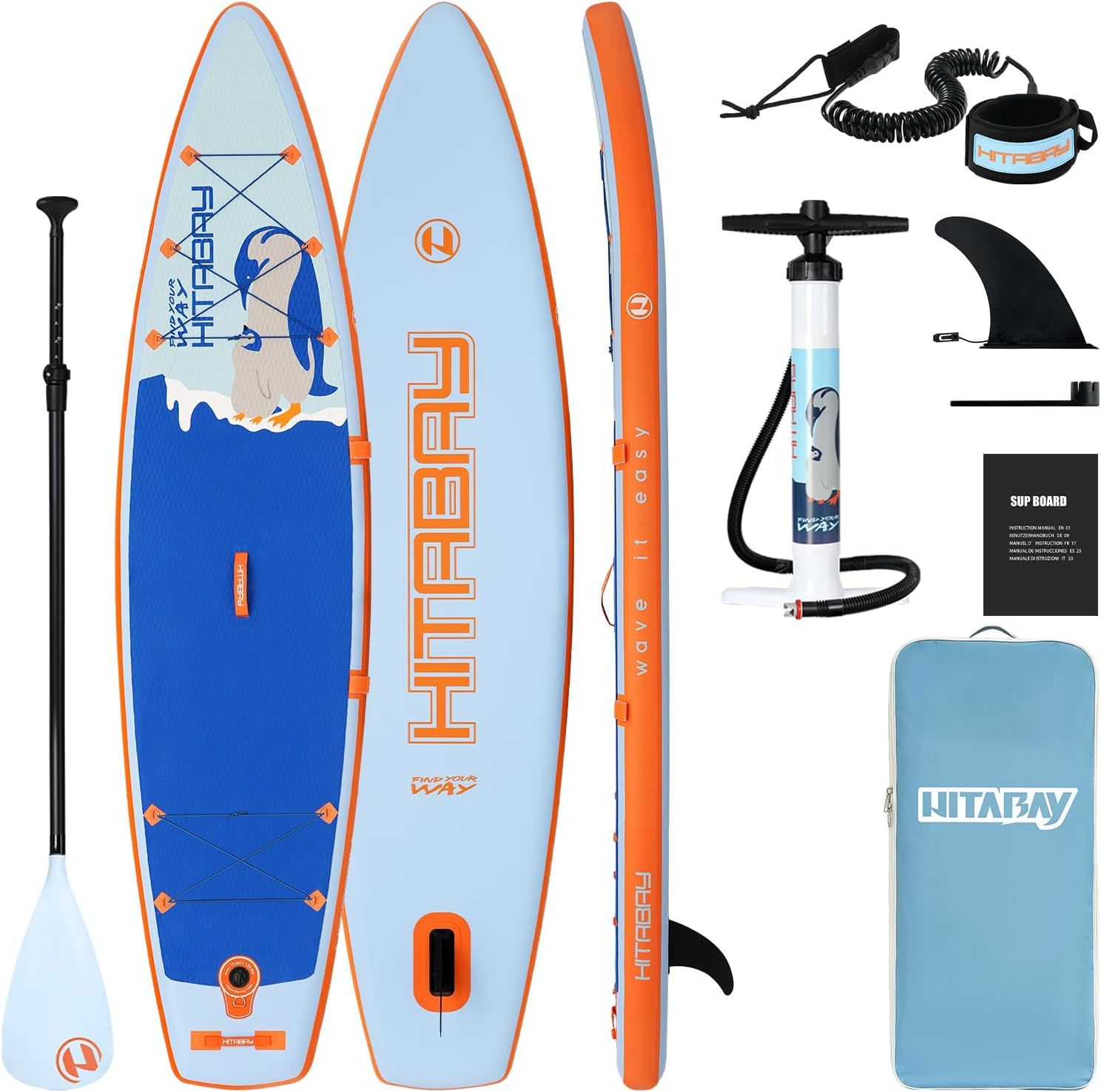 Inflatable Stand Up Paddle Board for Adults & Youth; Blow Up Paddleboards with SUP Accessories; Yoga Board; iSUP Board; Double Action Pump