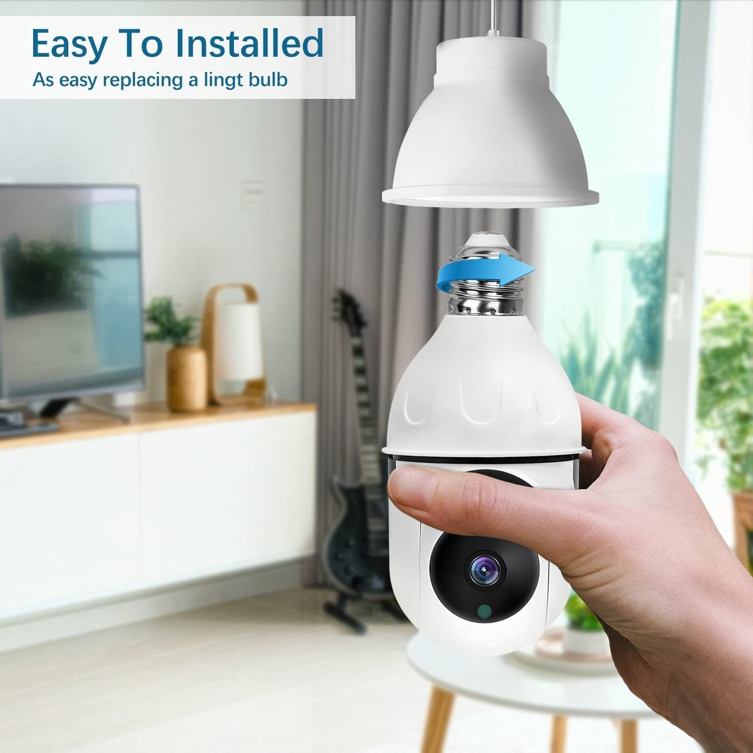 1080P Wireless E26 Bulb Camera WiFi Security Camera Smart IP Camera Night Vision +32G SD Card