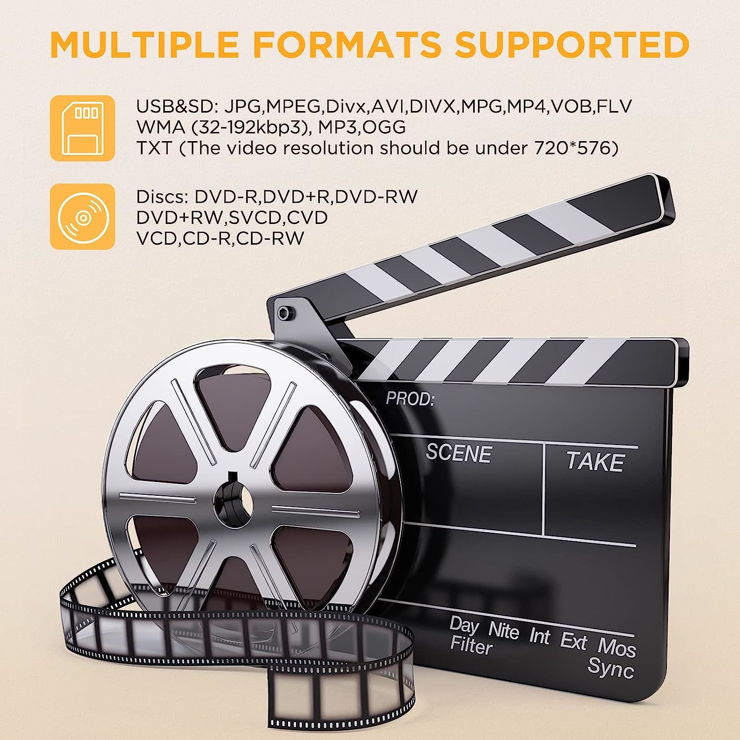 DBPOWER 16.9" Portable DVD Player with 14.1" HD Swivel Large Screen, Support DVD/USB/SD Card and Multiple Disc Formats, 6 Hrs 5000mAH Rechargeable Bat