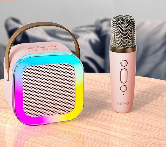 Portable Karaoke Machine with 2 Wireless Microphone, Mini Bluetooth Speaker Microphone,Boys,Girls,Adults,Party, Home KTV,Outdoor,Travel, Beige