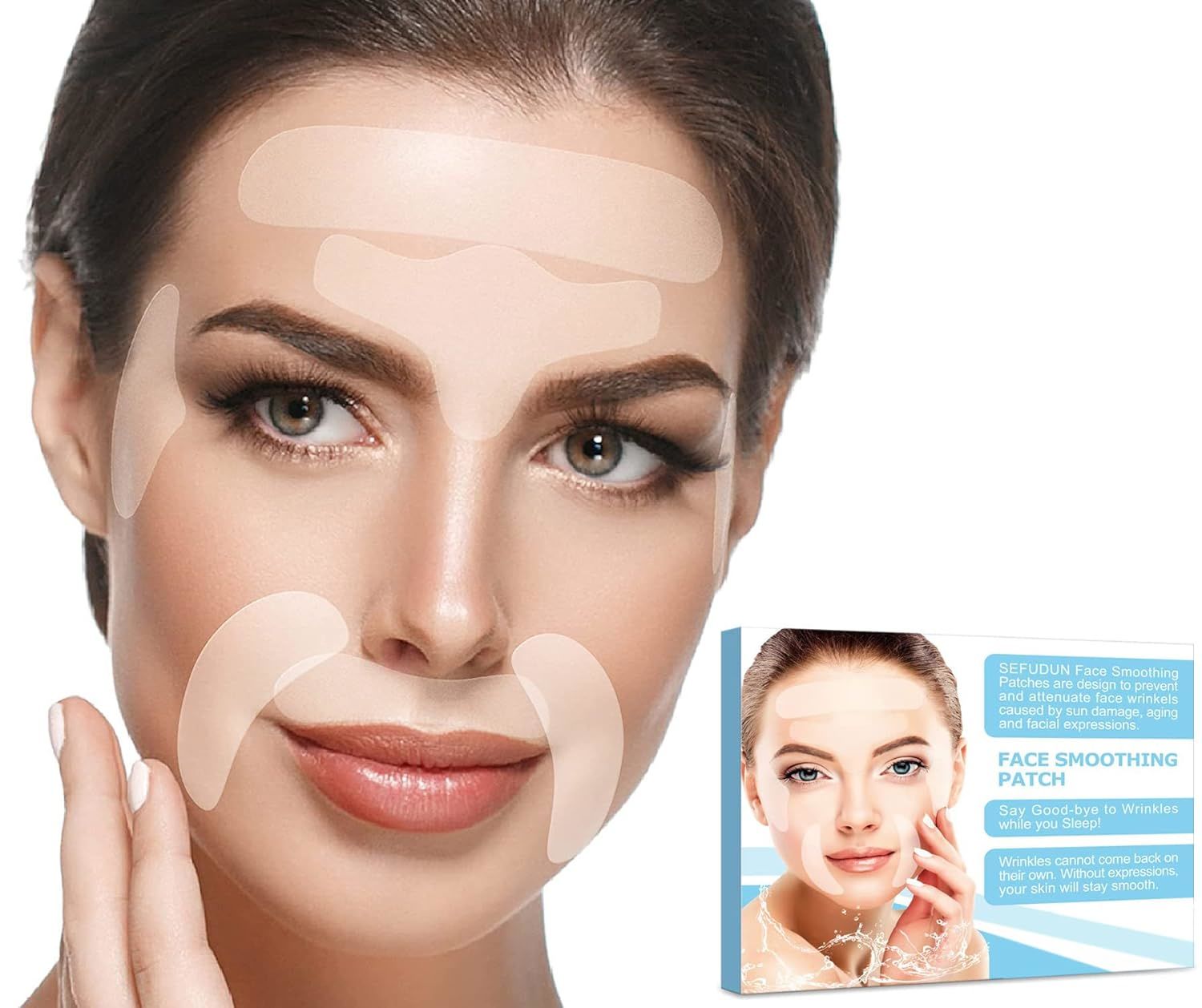 Facial Patches for Wrinkles. Pack of 160 Face Strips of Various Shapes. Reusable Wrinkle Patches for Smoothing Eye, Mouth, Forehead Wrinkles. Invisible Facial Wrinkle Reduction Tape for Woman