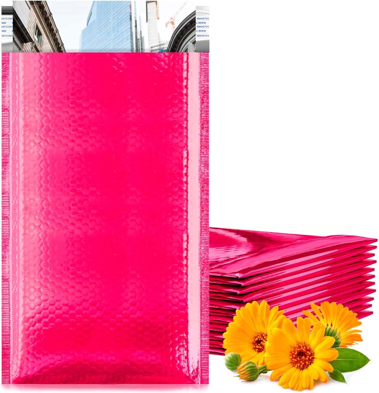 Pink Bubble Mailers 5x9, Metallic Padded Envelopes Pack of 400 Cushioned Mailing Envelopes Padded, Self-Seal Bubble Envelopes, Padded Shipping Envelop