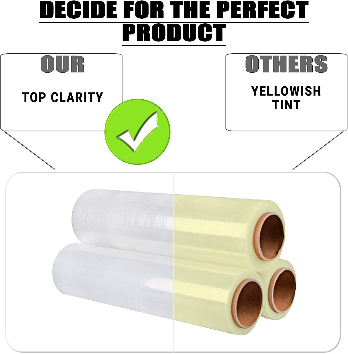 12 Rolls of Cast Stretch Film 18 inches x 1500 Feet Hand Stretch Film 80 Gauge Thick (20 Micron). Clear Manual Pallet wrap. Premium Quality Hand Films