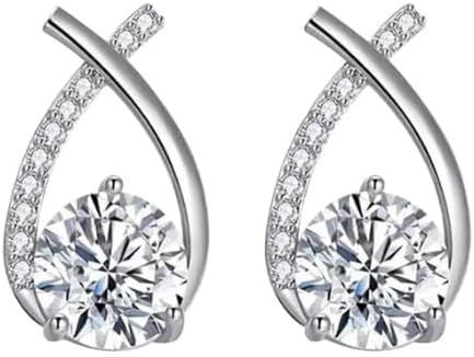 Women's Fashion Cross Silver Stud Earrings. New Designed 5mm 0.5 Carat Moissanite S925 Sterling Silver crossover Earrings for Women.Great Gift For Girls And Good For Formal Or Casual Occasions