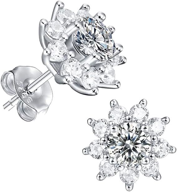 Earrings for Women Stud Moissanite Diamond 1 Carat D Color VVS1 Simulated 925 Silver Gifts for Wife Mom Girlfriend Birthday Anniversary Valentines Day Mother's Day Christmas