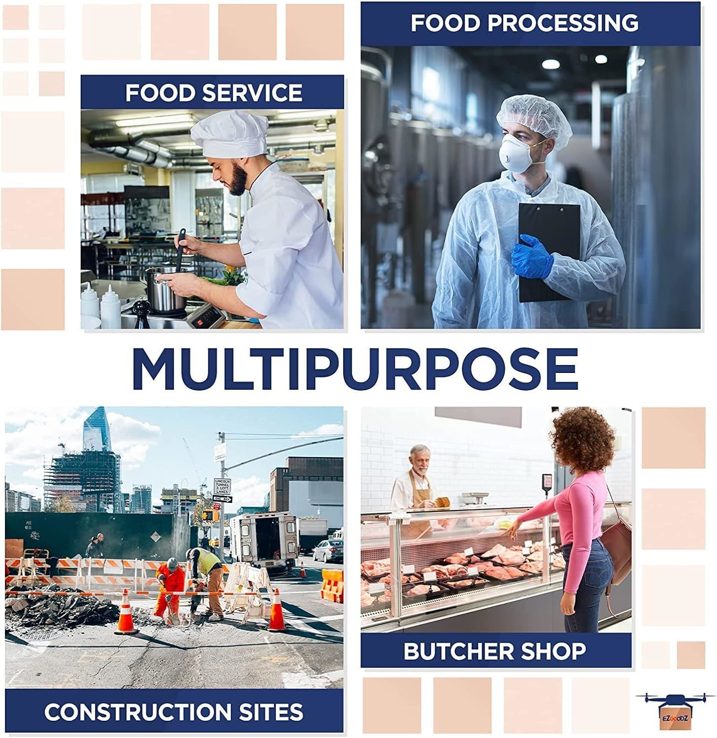 Disposable Coveralls for Men, Women, Pack of 5 Small Blue Hazmat Suits Disposable, SMS 50 gsm Hazmat Suit Costume with Hood, Elastic Wrists, Ankles, Z