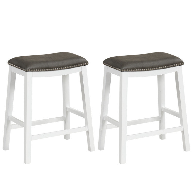 26 Inch Counter Height Bar Stool Set of 2 with Upholstered Seat