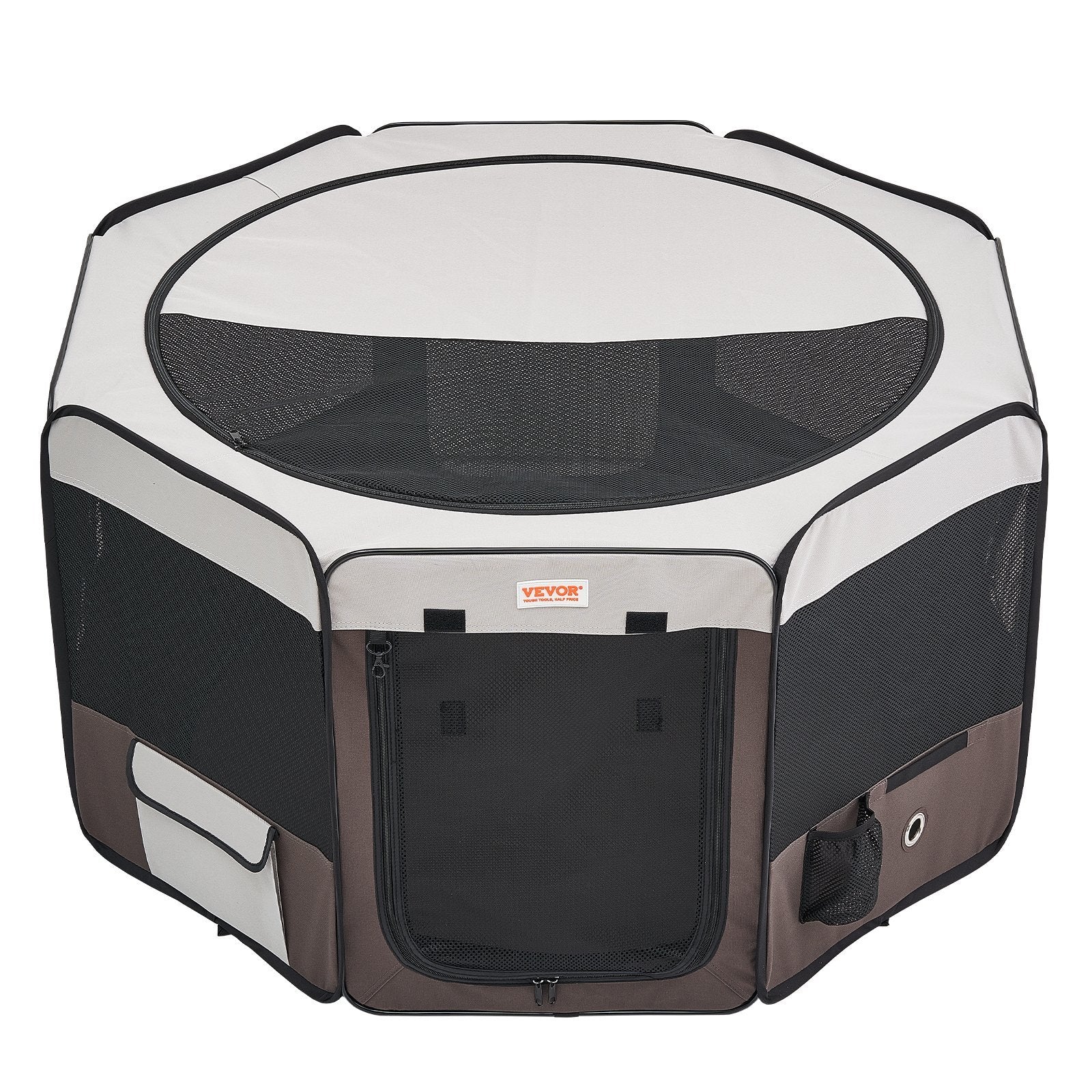 VEVOR Foldable Pet Playpen, 46 inch Portable Dog Playpen, Crate Kennel for Puppy, Dog, Cat, Premium Waterproof 600D Oxford Cloth, Removable Zipper, for Indoor Outdoor Travel Camping Use (Octagon, L)