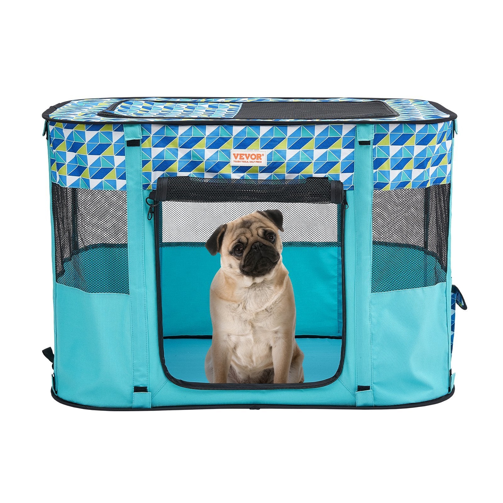 VEVOR Foldable Pet Playpen, 32'' x 24'' x 22'' Portable Dog Playpen, Crate Kennel for Puppy, Dog, Cat, Waterproof 600D Oxford Cloth, Removable Zipper, for Indoor Outdoor Travel Camping (Rectangle, S)