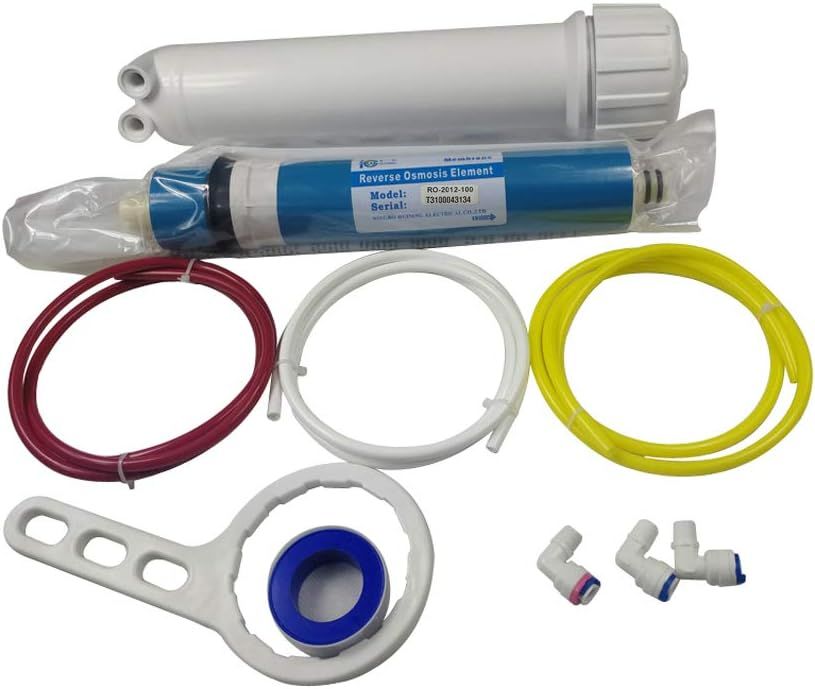 HUINING Reverse Osmosis Membrane 50/75/100/150/400/500GPD and RO Membrane Housing Kit with Quick Connector,Check Valve,Water Pipe,Wrench for Residential Household Hospital Water Filtration System