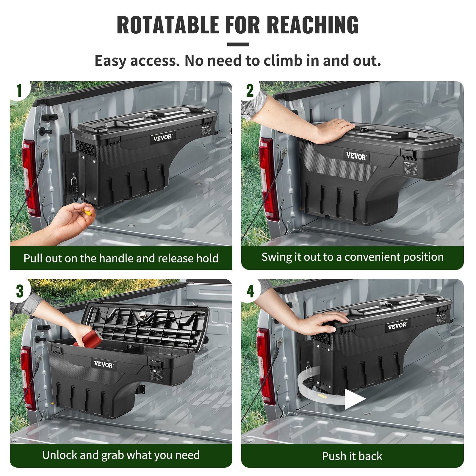 VEVOR Truck Bed Storage Box, Fits 2015-2020 Ford F150, Driver Side, Lockable Lid, Waterproof PA6 Wheel Well Tool Box 6.6 Gal/25 L with Password Padloc