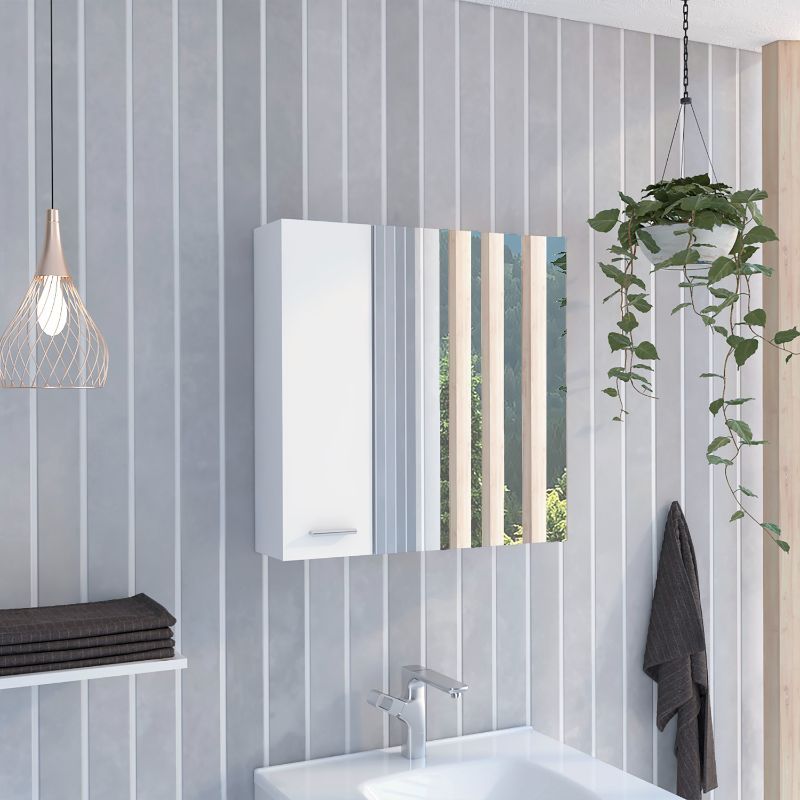 Kenya Medicine Cabinet, Mirror, Double Door, Four Interior Shelves, Black