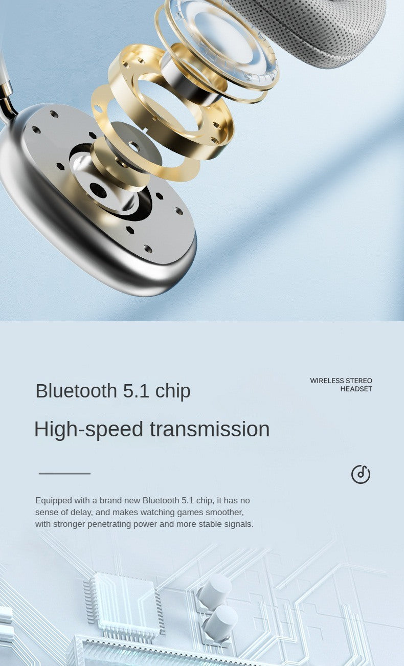 New P9 Pro Max Wireless Bluetooth Headphones HiFi Stereo Noise Cancelling Waterproof Mic Pods Over Ear Sports