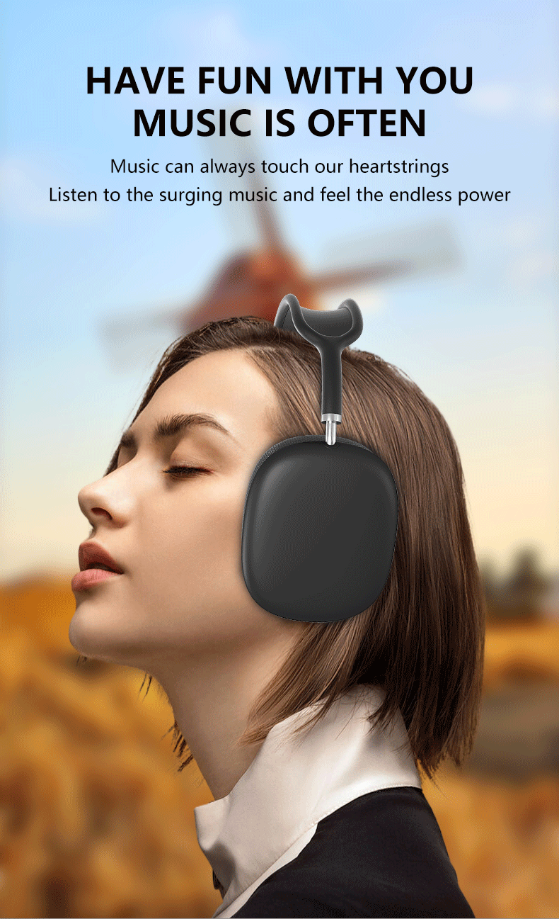 New P9 Pro Max Wireless Bluetooth Headphones HiFi Stereo Noise Cancelling Waterproof Mic Pods Over Ear Sports