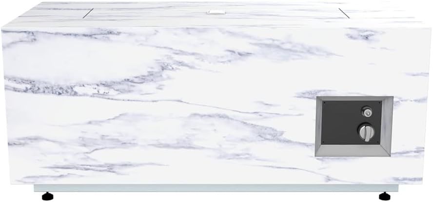 LEGACY HEATING 42 inch Propane Gas Fire Pit Table, Grey Rectangular Firepit Table with Lid, Cover and Lava Rock, Gas Tank Storage Side Table, 42" Rectangle Fire Table for Outside, Patio, Outdoor