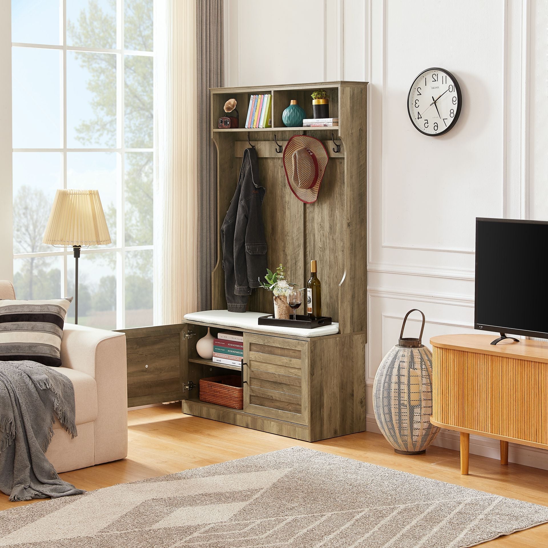 bedroom, porch wardrobe storage rack, Storage Shoe Cabinet, with Clothes Hook, with Sponge Pad Product, Multiple Storage Racks