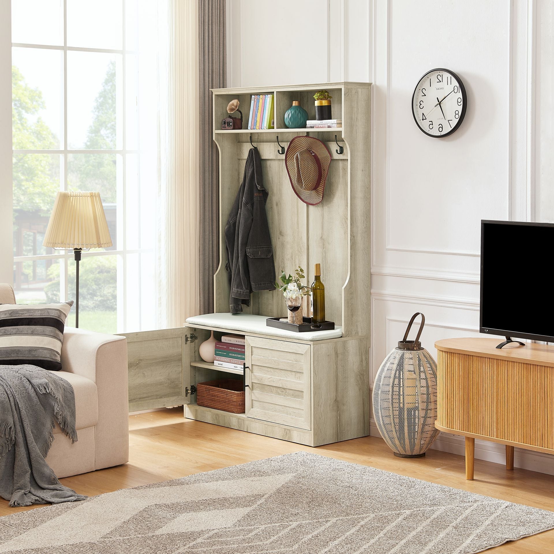 bedroom, porch wardrobe storage rack, Storage Shoe Cabinet, with Clothes Hook, with Sponge Pad Product, Multiple Storage Racks