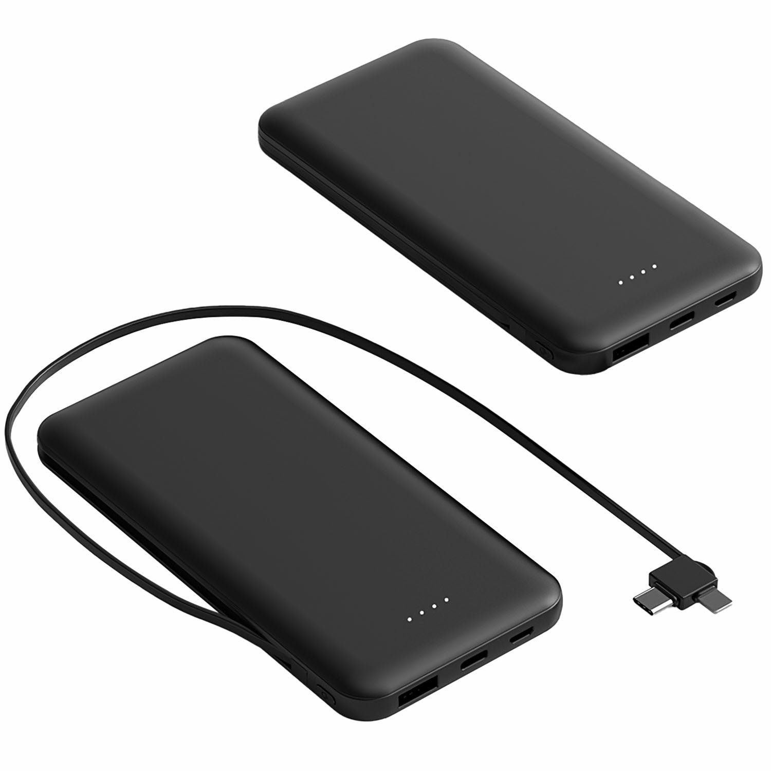 10000mAh Power Bank Portable Phone Charger External Battery Pack with LT & Type-C Double-ended Cable Type-C USB Cable Fit For IOSPhone 14 Android And