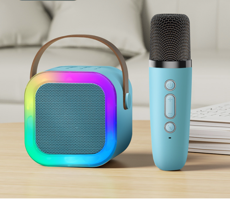 Karaoke Machine for Kids Adults,Mini Portable Blue-Tooth Karaoke Speaker with 2 Wireless Microphones and Dynamic Lights,Birthday Gift,Home KTV,Outdoor