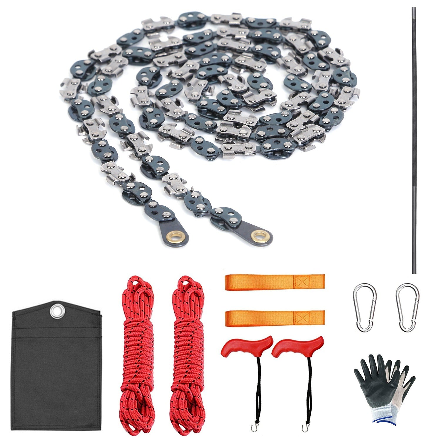 55in 68 Sharp Teeth Hand Rope Chainsaw Kit Blades on Both Side High Tree Limb Rope Saw with 196in Ropes Folding Pocket Chainsaw Carabiner Glove Wood Cutting