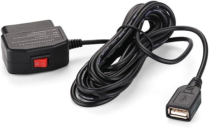 Universal OBD Power Cable for Dash Camera,24 Hours Surveillance/Acc Mode with Switch Button