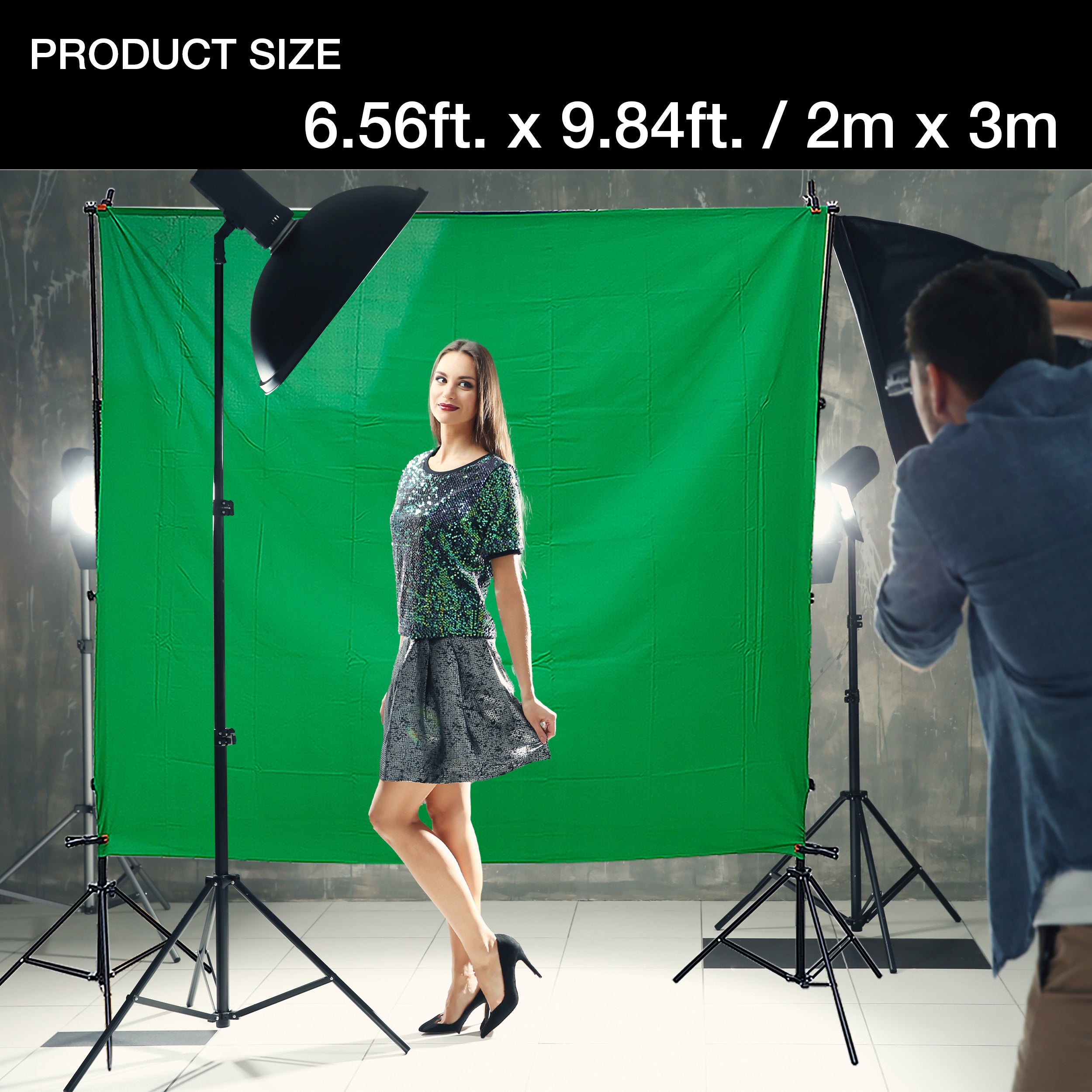 6.56 x 9.85ft Green Screen Backdrop Stand Kit, Photography Background Support Stand with Carrying Bag for Photo Video Studio YouTube Streaming Equipme
