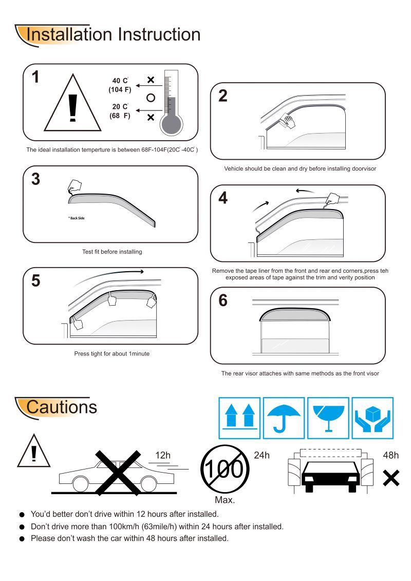 4pcs Wide Window Visor Deflector For 2010-2019 Toyota 4 Runner