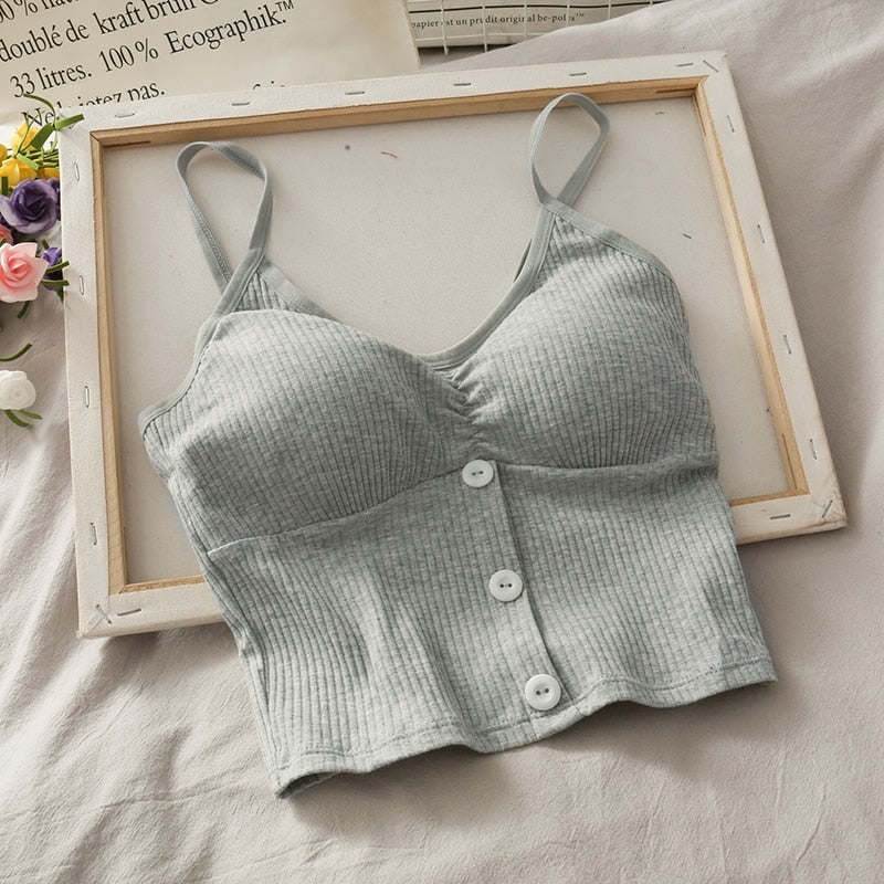 V-neck Halter Sweet Camisole Top 2021 Summer Women Sexy off-Shoulder Solid Color Sleeveless Camis Women's Clothing Tanks Tops