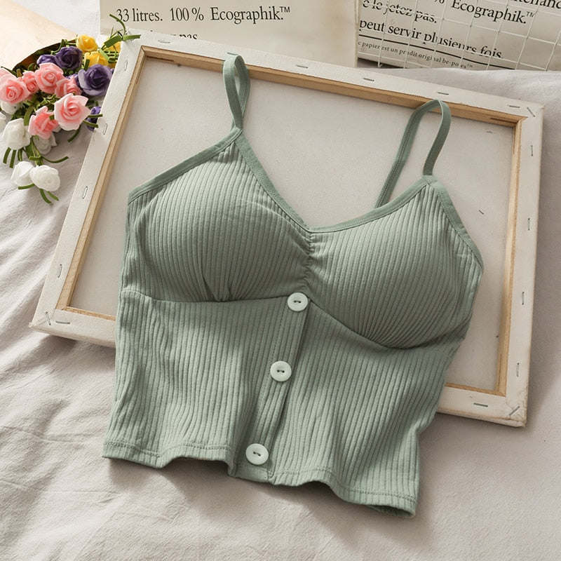 V-neck Halter Sweet Camisole Top 2021 Summer Women Sexy off-Shoulder Solid Color Sleeveless Camis Women's Clothing Tanks Tops