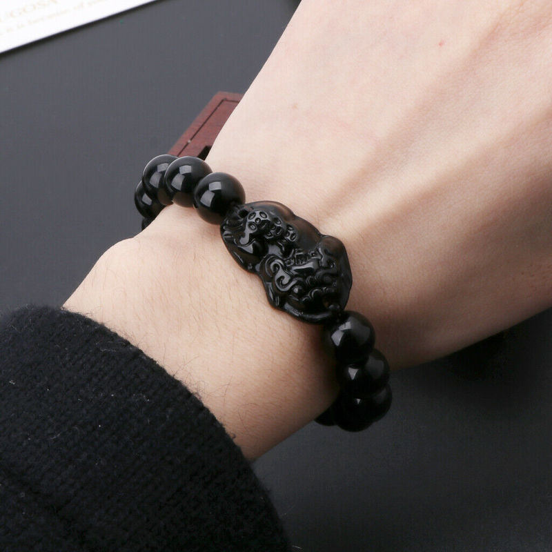 1pc Feng Shui Pi Xiu Bracelet Attract Wealth and Good Luck Obsidian Stone Wealth Bracelet