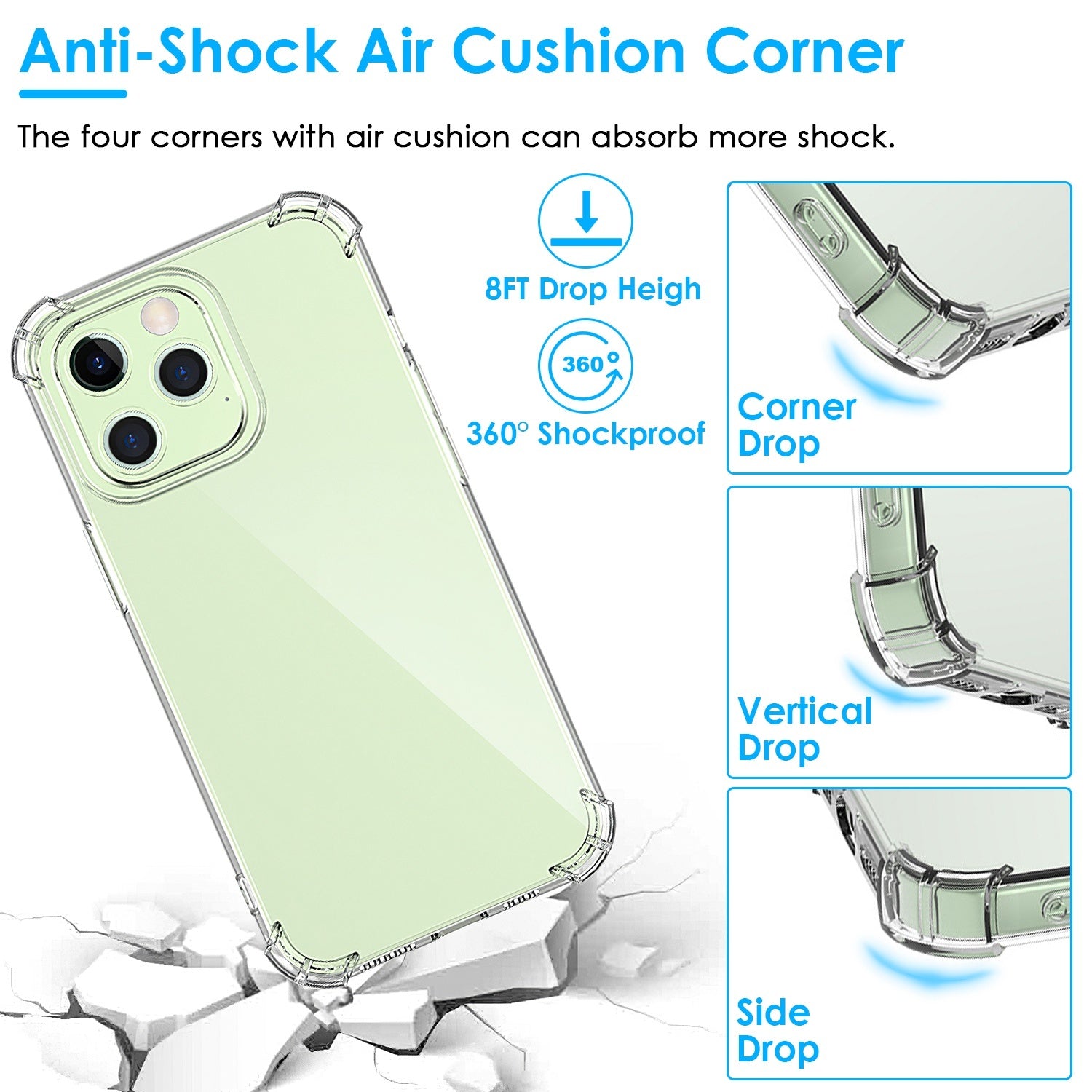 Shockproof Clear Phone Case Soft TPU Transparent Phone Cover Anti-Shock Ultra-Thin Phone Case Cover