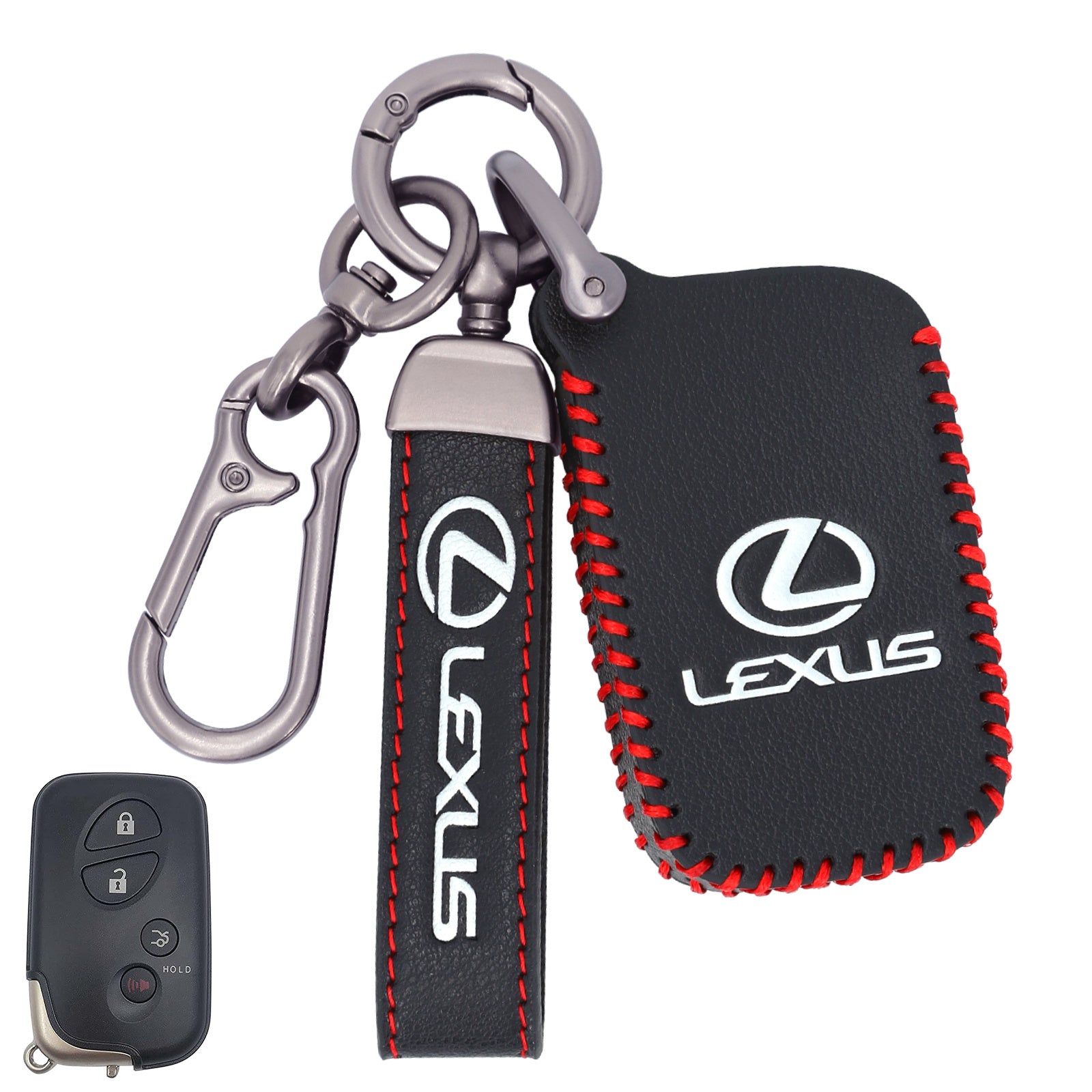 Leather Key Fob Case Cover for LEXUS with Key Chain, Key Holder Replacement Keychain for LEXUS