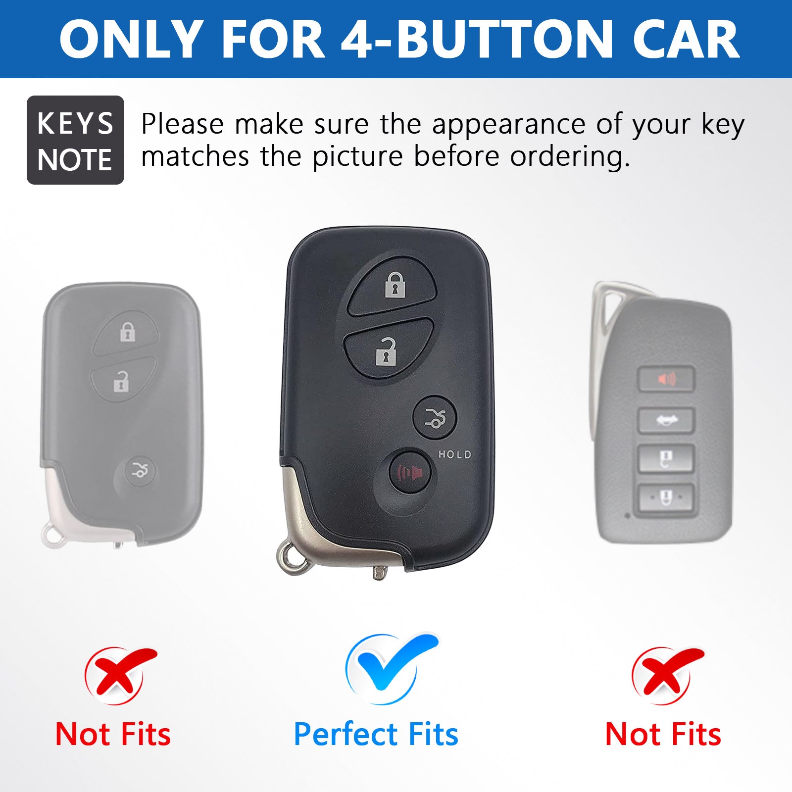 Leather Key Fob Case Cover for LEXUS with Key Chain, Key Holder Replacement Keychain for LEXUS