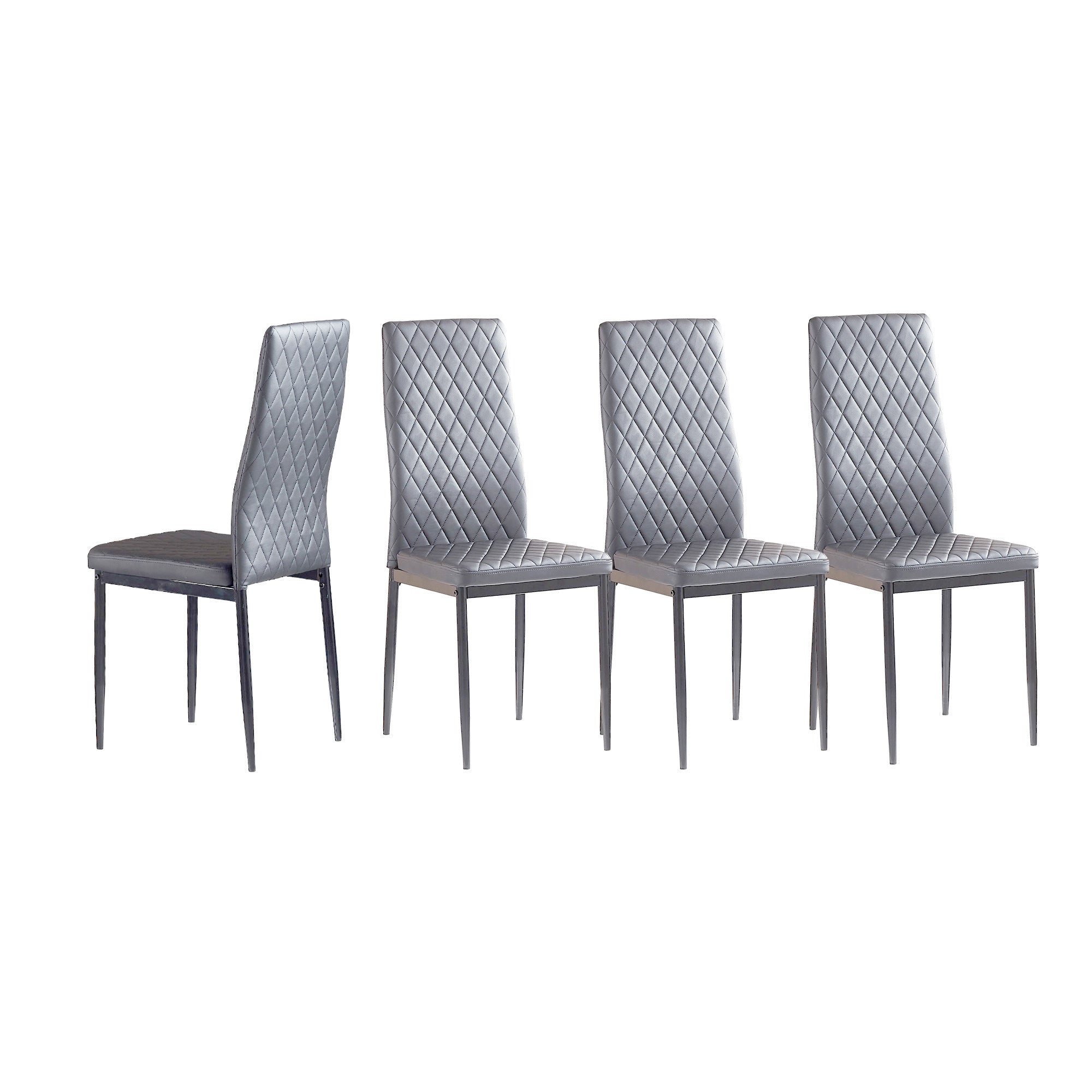 Diamond Grid Dining Chairs in Light Gray - Set of 4