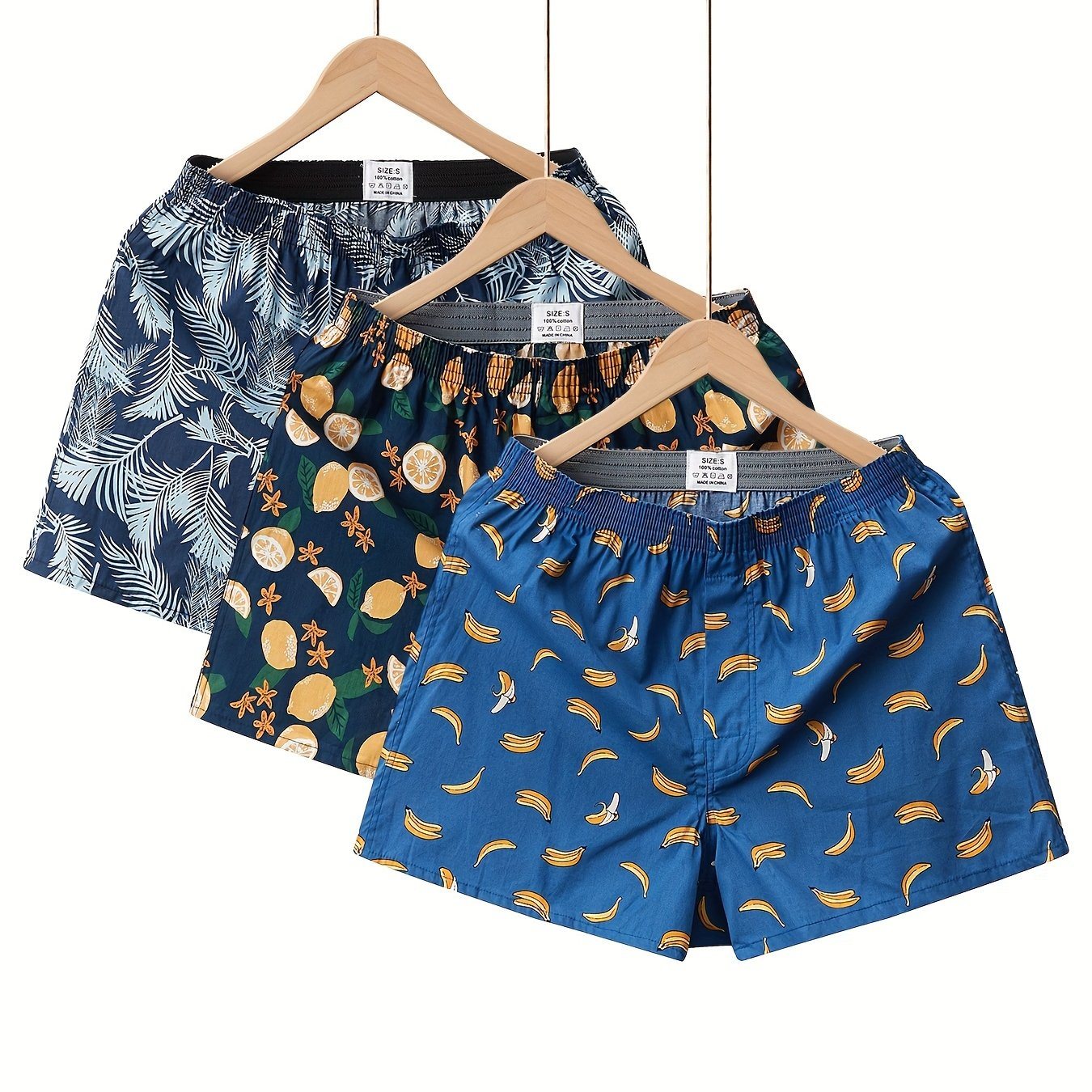 3Pack Mens Fruit Print Cotton Boxers
