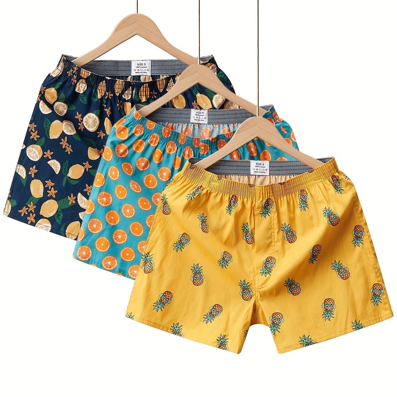 3Pack Mens Fruit Print Cotton Boxers