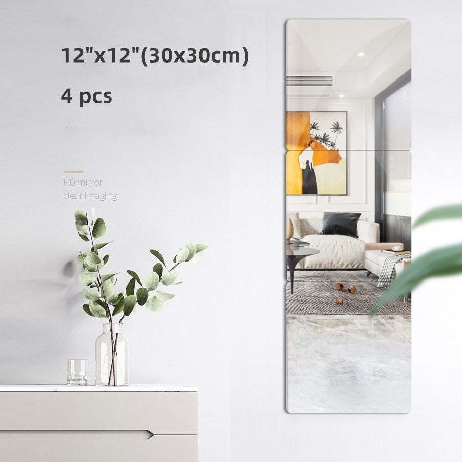 4pcs 3D Acrylic Mirror Stickers Flexible Thickened Self Adhesive Decor