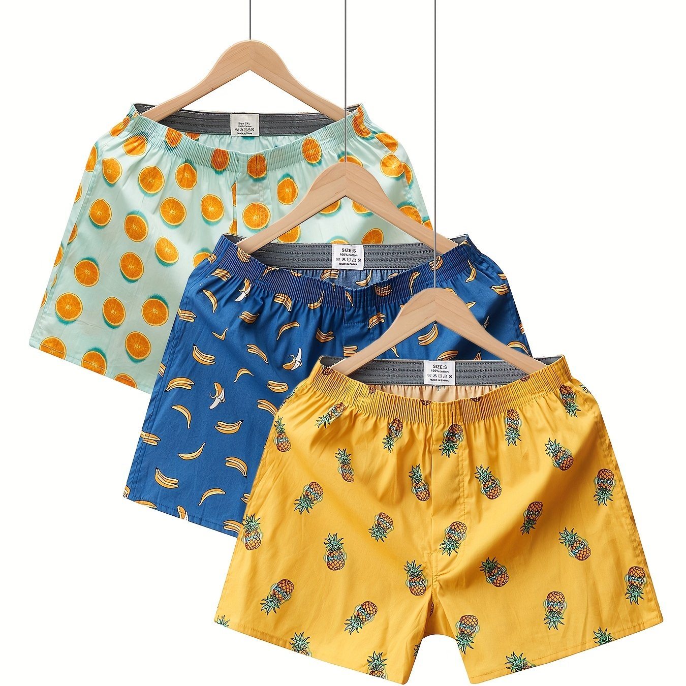 3Pack Mens Fruit Print Cotton Boxers