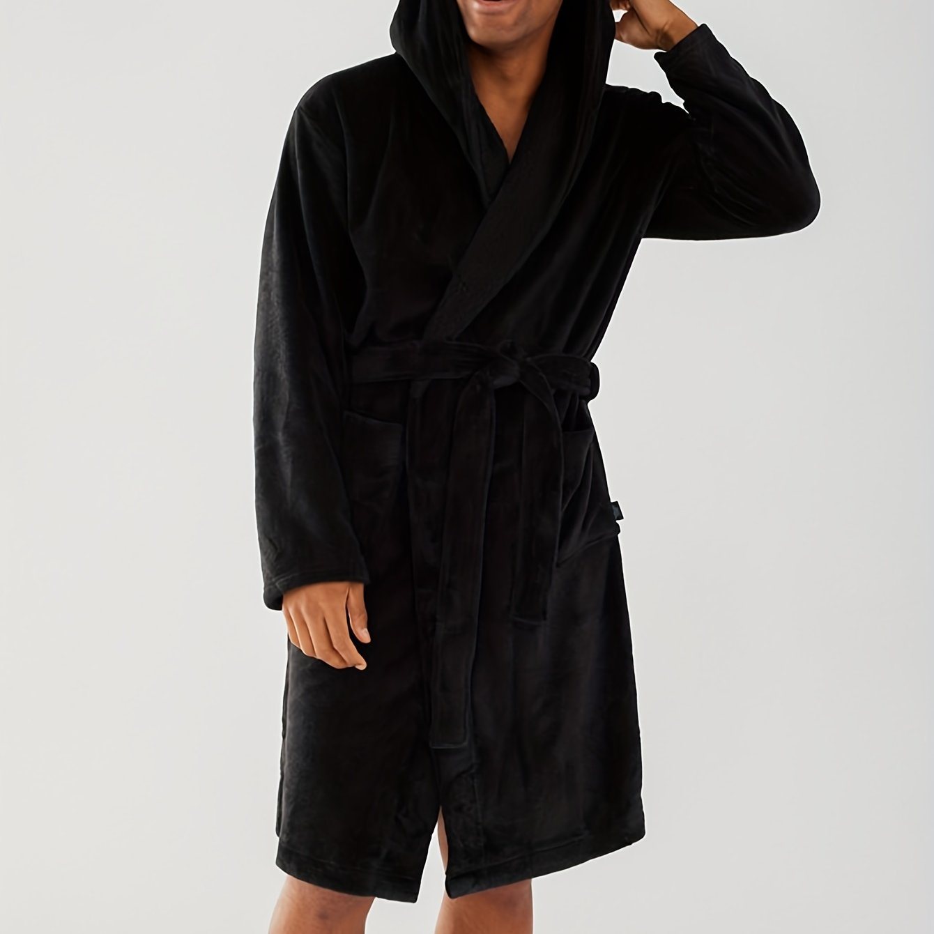 Mens Cozy Hooded Robe Trendy Warm Comfy Lounge Wear