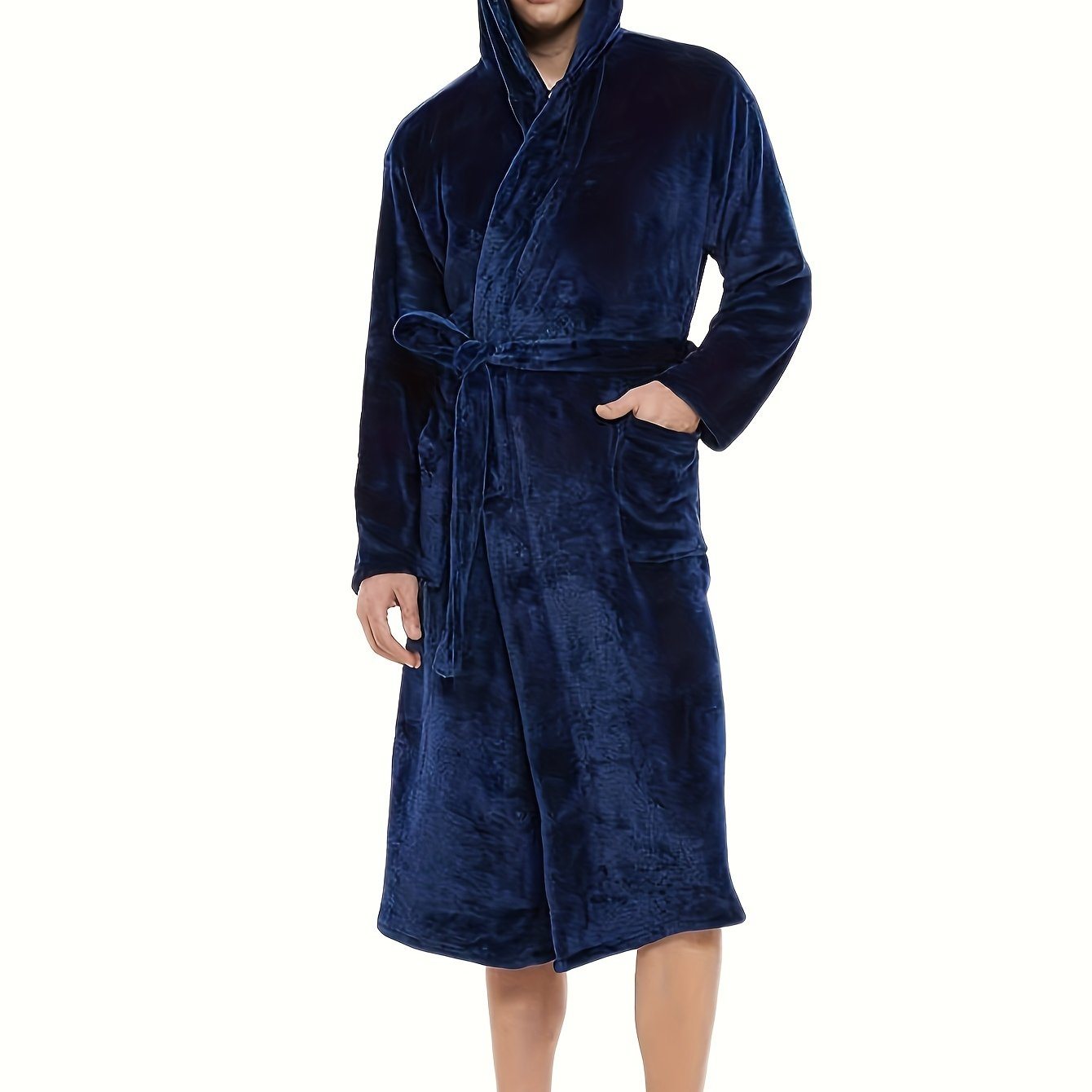 Mens Cozy Hooded Robe Trendy Warm Comfy Lounge Wear