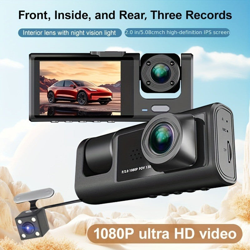 1080P Full HD Dash Camera for Cars, Dash Cam Front with Card, 3'LCD Screen, 170°Wide Angle, Dashboard DashCam with Loop Recording, HDR, Night Vision,